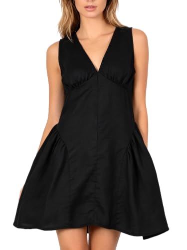Robe d'été en lin Amazhiyu : la douceur d'une silhouette sans manches au col V poétique
