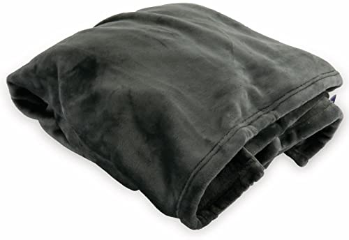 Dunlopillo Plaid haut de gamme 150 x 200 cm – Couverture douillette gris platine – Couverture TV extra douce satinée – Fabriqué en Allemagne