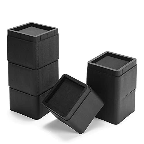 MEETWARM 3 inch Bed Risers Heavy Duty Furniture Risers Stackable Platform Blocks for Dorm Couch Bed Sofa Chair Table (Black), Set of 6
