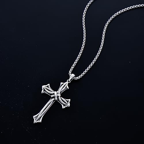 Cross Necklace for Men Women 925 Sterling Silver Celtic/Crucifix/Nail/Fish Hook Cross Pendant with Stainless Steel Chain Faith Jewelry Gift for Father Son Brother Husband4
