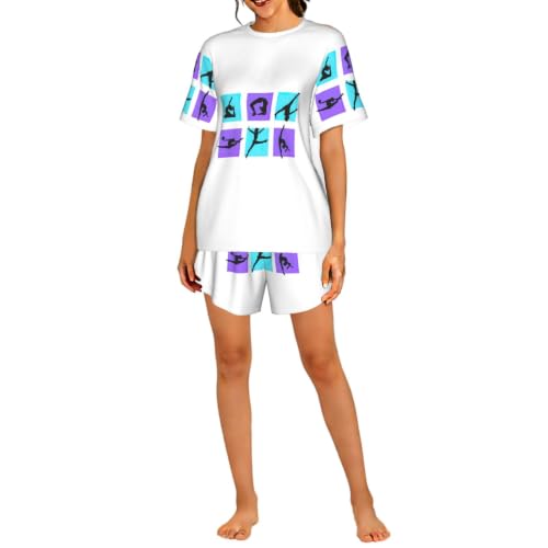 Pyjama court femme imprimé gymnastique vêtement de nuit confortable d'été