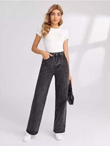 Image of Glossia Denim Baggy Jeans for Women | Stretchable High Waist Straight Fit Jeans for Women | High Rise Stretch Denim | Loose Fit Plus Size Denim (Sizes - 24 to 44) WJ32-1205-$