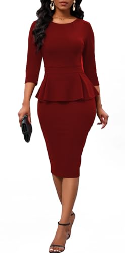 Bestgirl Women'S Bodycon Pencil Dress Teacher Office Church Modest Business Wear To Work Bodycon Sheath Suiting Dresses cover