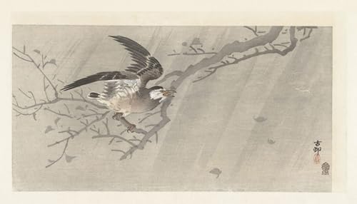 Peinture Ohara Koson Pie pour salon, tableau paysage japonais et déco zen grand format 60x90