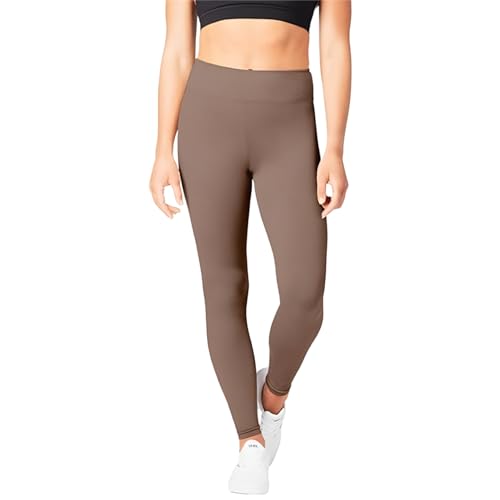 SATINA Tan Leggings for Women - High Waisted Light Brown Leggings for Women - Buttery Soft Capri and Full Length Leggings in Tan Color - Stretchy, Comfortable, and Non-See Through for All Occasions