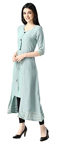 Image of OM SAI LATEST CREATION Designer Slub Cotton Fully Stitched Anarklai Kurti for Women & Girls on Jeans Palazzo or Skirt (Plus Size Upto 2XL)-(Grey)