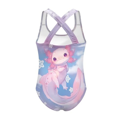 Image of Girls One Piece Swimsuits Axolotl Cross Back Swimwear Beach Summer Quick Dry Beach Bathing Suit