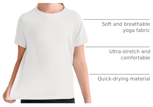 Image of Haloumoning Girls Athletic Shirts Short Sleeve Quick Dry T-Shirt Kids Summer Tee Tops 5-14Y