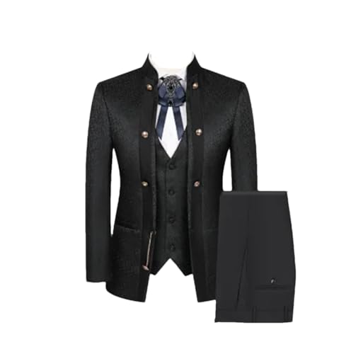 Wedding Host Performance Men's Suit Dress Three-Piece Floral Pattern Blazer Pants and Vest