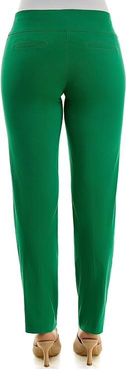 Zac & Rachel Women's Plus Size Millennium Fabric Pull-On Slim Leg Pant, Jolly Green, 24W4