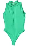 LinvMe Women's Sexy Bodysuit Thong Leotard Sleeveless Lingerie L Green