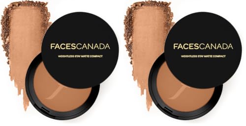 Image of FACES CANADA Weightless Stay Matte Finish Compact Powder - Natural Almond 06, 9g | SPF 20 | Non Oily Matte Look | Evens Out Complexion | Prevents Acne | Blends Effortlessly | Pressed Powder For All Skin Types