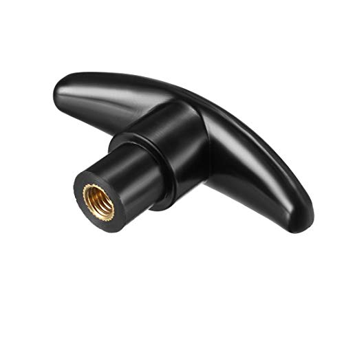 sourcing map Mango en T de Pomo de Cajonera de diámetro M8 inserto metálico roscado hembra negro