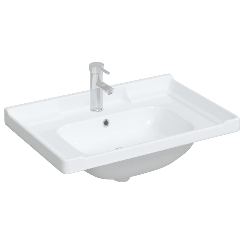 Vasque à Encastrer, Lavabo Encastré Céramique Évier Encastrable Salle de Bain blanc 71x48x23cm rectangulaire céramique