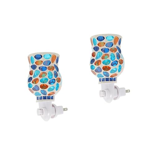 OSALADI 2 Pcs Melting Wax Night Light Electric Wax Melt Warmer Night Light Candle Melter Burner Plug-in Light Candle Heater Plug-in Essential Oil Light Glass Aromatherapy Small Leaves