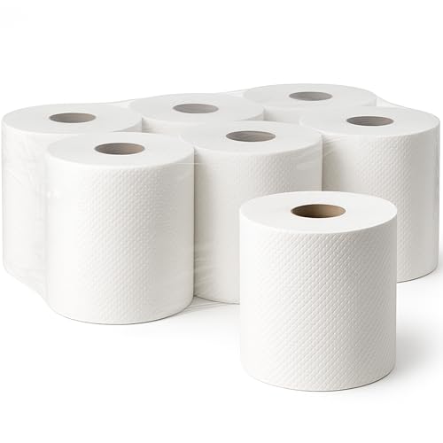 VILAROA 6 Rollos de Papel Industrial Bobina Papel Secamanos Toallas secamanos Bobina Industrial Rollo Cocina Servilletas Desechables Grande Mecha Doble Capa 90m 450 Servicios