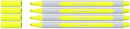 Schneider Shine-Up Textmarker (Strichstärke 1 + 4 mm aus biobasiertem Kunststoff ausgezeichnet mit Der blaue Engel) 4 Stück gelb