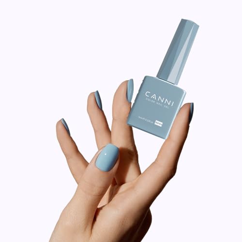 Image of CANNI Light Blue Gel Nail Polish, 1Pcs Pastel Baby Blue Gel Polish Color High Gloss Soak Off U V Manicure Salon DIY