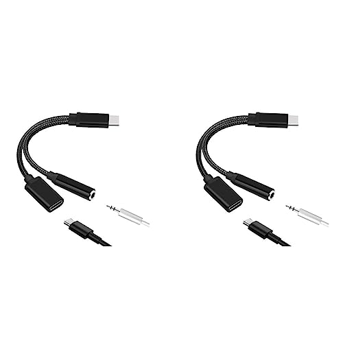 Wsikafxn 2X Type C - 3.5mm�[�d�I�[�f�B�I�A�_�v�^�[ 2 in 1 USB C�X�v���b�^�[ �w�b�h�t�H��AUX�I�[�f�B�I�P�[�u�� �X�}�[�g�t�H���p�X�v���b�^�[