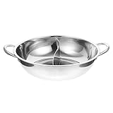 FUNNETOYU Olla de Acero Inoxidable para Hotpot con Divisor Doble Mango para Inducción y Cocina Gas Olla Gruesa para Dos Sabores Fácil Limpieza y Durabilidad