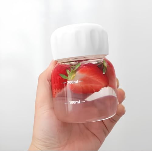 Image of Baby Milk Bottle 300ml Glass Water Bottle with Lid - Leakproof BPA-Free Juice & Tea Bottle with Measurement Markings & Rope Handle Reusable Juice, Tea & Water Bottle for Office