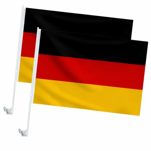 HOMAVEL 2 Stück Deutschland Autofahne Fenster Deutsche Flagge Auto mit Clip Schwarz-Rot-Gold Fensterfahne Fanartikel zur WM 2026 Auto Deko Deutschland für Public Viewing & Geburtstag