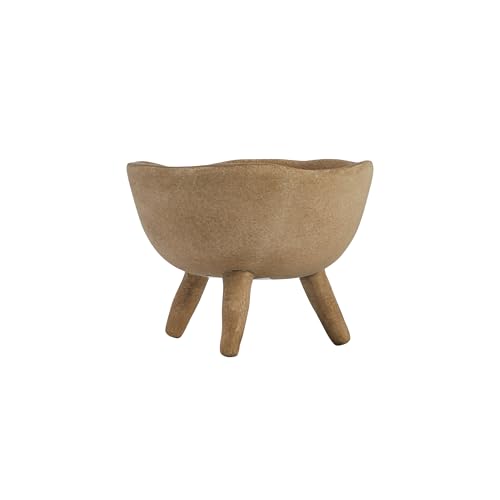 Image of Creative Co-Op Boho Terracotta Footed Planter with Organic Edge, Matte Taupe 4 inch(Pack of 6)