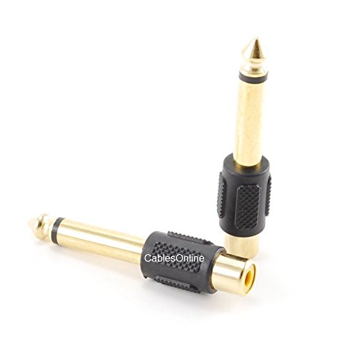 CablesOnline, 10-Pack RCA Female Jack to 6.35mm (1/4inch) Mono Male Plug Audio Adapter, Gold Plated, AV-A21K-10