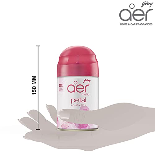 Godrej aer Matic Automatic Room Fresheners Refill Pack | Petal Crush Pink | 2200 Sprays Guaranteed | Lasts up to 60 days (210ml)
