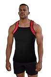 Different Touch Men Athletic Style Square Cut Tank Top Large Black W/Red