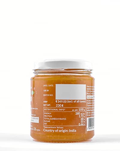The Gourmet Jar Apricot Marmalade 230g| 100% Natural, No Preservatives, No Artificial Colors, No Artificial Flavouring Agents| No Refined Sugar| Vegan| Keto-friendly| Use as a glaze or make a cocktail, mocktail or in a marinade| Pack of 1