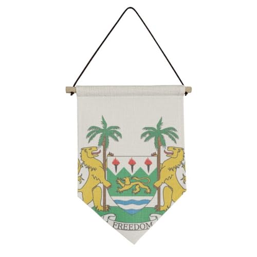 Bandera de lona con emblema de sierra leona decorativa colgante