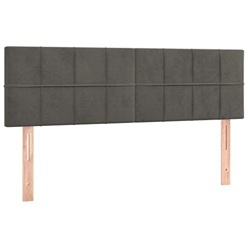 vidaXL Kopfteil 2 STK., Bettkopfteil mit Holzbeinen, Höhenverstellbar Polsterkopfteil für Bett, Betthaupt Bettzubehör Schlafzimmer, Dunkelgrau 72x5x78/88cm Samt