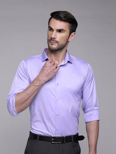 Image of IndoPrimo Men's Satin Shirt with Spread Collar Neck Line Solid Pattern Full Sleeves Regular Fit Western Style and Standard Length