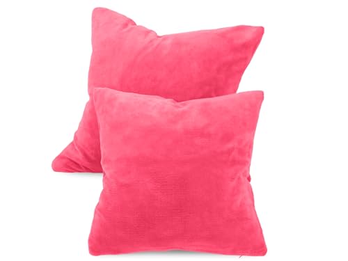 npluseins Lot de 2 Housse Coussin 60x60 en Polaire Corail Douillette - Housse de Coussin Douce et Respirante - Qualité exceptionnelle 1257.1667, Pink