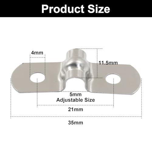 Image of 30PCS M5 1 /4 inch 304 Stainless Steel Rigid Pipe Strap | Heavy Duty U Bracket, Two Hole Cable Clamps, Secure Pipe, Tube & Wire Installation, Corrosion Resistant