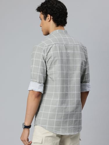 Image of Majestic Man Men's Pure Cotton Mandarin Collar Slim Fit Casual Shirt