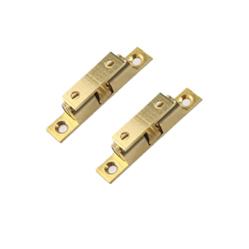 2Pcs Double Ball Roller Catch, Adjustable Copper Ball Tension Catch Latch with Screws, Ball Catch Furniture Latch for Cabinet, Door, Cupboard (Gold/50mm)