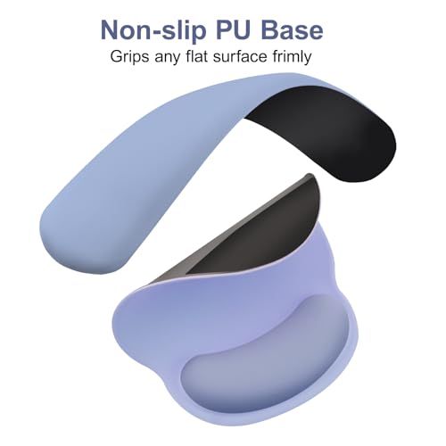Image of MOSISO Wrist Rest Support for Mouse Pad&Keyboard Set, Circle Curved Ergonomic Mousepad&Coaster Non-Slip Base Home /Office Pain Relief&Easy Typing Pad with Soft Cloth&Silicone Lining, Stone Blue