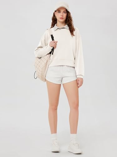 Image of ODODOS Modal Soft Long Sleeve Cropped Sweatshirts for Women Oversized Crew Neck Pullover Crop Top