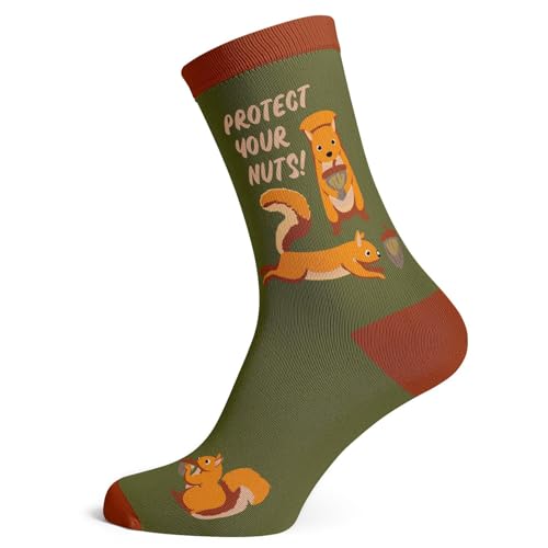 Protect Your Nuts Socks, Funny Novelty Crew, Cotton, Gift for Men & Women, Unique Design, Comfortable & Stylish