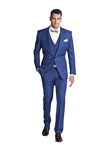 QZI Men's 3 Pieces One Button Suit Complete Outfits(Jackets+Vest+Trousers) Prom Formal Suit
