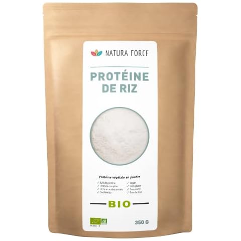 Natura Force - Protéine de riz bio - Protéine véganes et sans lactose - Adaptes pour prise de muscle et régimes sportifs - Vegan - Gluten Free - Parfum neutre - 350g Cover