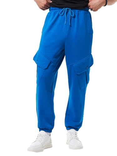 Image of Bewakoof Men's Fleece Super Loose Fit Joggers|Bewakoof Heavy Duty 1.0 | Track pants for man | Lower for man | Trouser for men | Baggy trackpants for men | Multipurpose | Mens Lower Activewear | Utility Pockets | Lightweight & Flexible Elastic Waist | Casual Joggers | Loose Fit