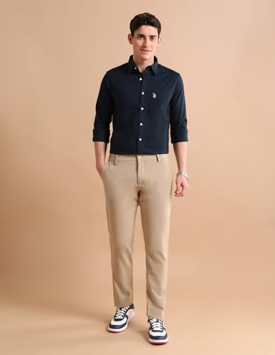 Image of U.S. Polo ASSN. Solid Regular Fit Shirts for Men - Full Sleeve Mens Casual Shirts