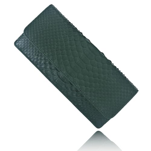 緑　パイソン財布　長財布　パイソン　財布　本革　蛇革　別注染 6636GR パイソン 長財布 長札 蛇革 ヘビ革 グリーン 緑｜Yahoo