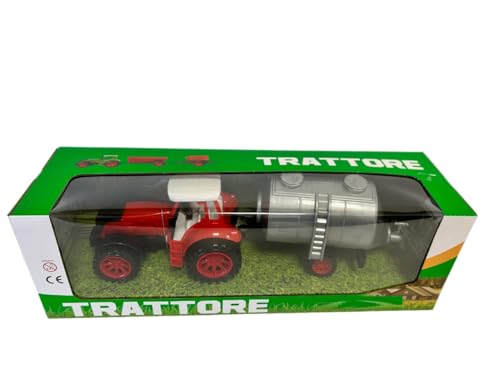 Agricultural Tractor with Trailer - Tank Wagon, Plough, Animal Carrier - Farm Farm Toy (Tank), Red, 32 cm - Image 4