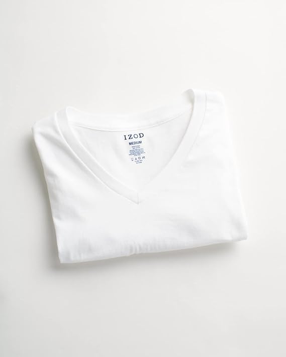 IZOD Mens Undershirts - 4 Pack Lightweight Breathable Cotton Mens Shirts Crew Neck & V Neck Undershirts for Men (Sizes: S-XL)3