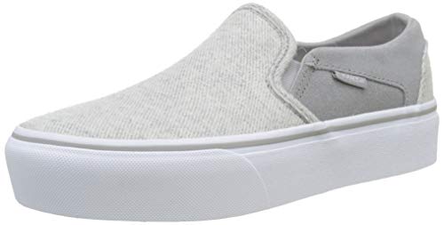 Vans Vans Women's Asher Platform Slip-On, Grey Lurex Textile Drizzle True White Xo1, 7
