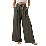 Women’s Wide Leg Lounge Pants High Waisted Loose Sweatpants Crossover Waist Comfy Yoga Bottoms Dark Gray